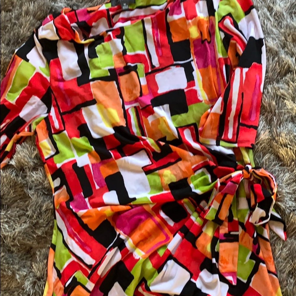 Colorful faux wrap dress - Picture 2 of 2